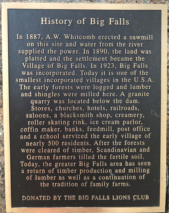 Big Falls History